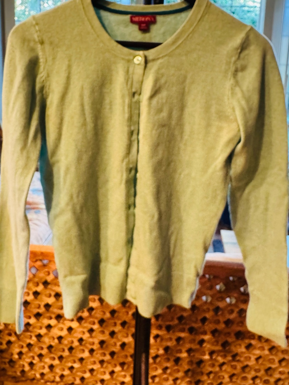 Merona Light Green Button-Up Crewneck Cardigan